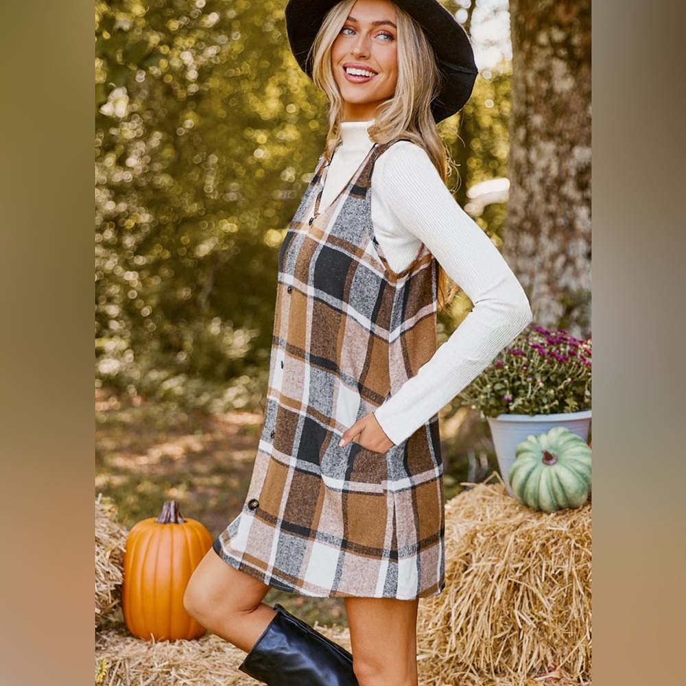 Cupshe Brown Plaid Dress (jumper)